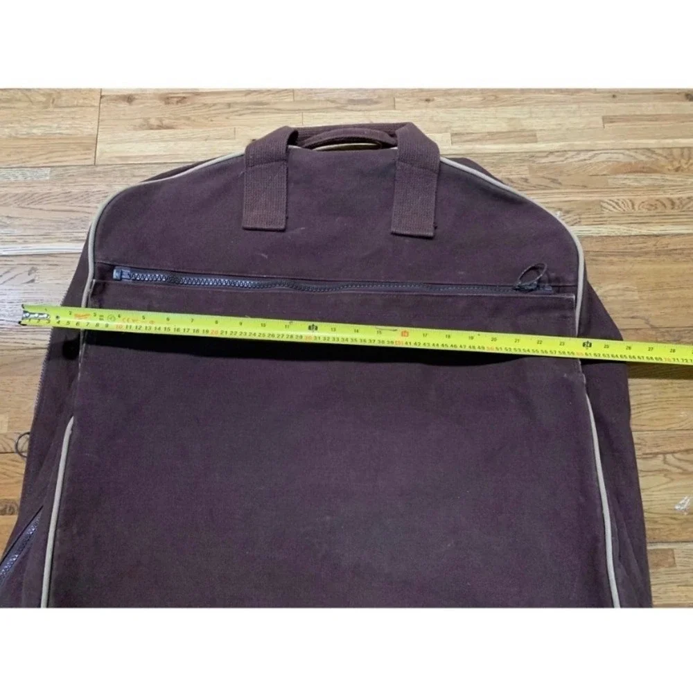 Lands End Square Rigger Garment Bag Brown Canvas Vintage Retro Travel Y2K 90s